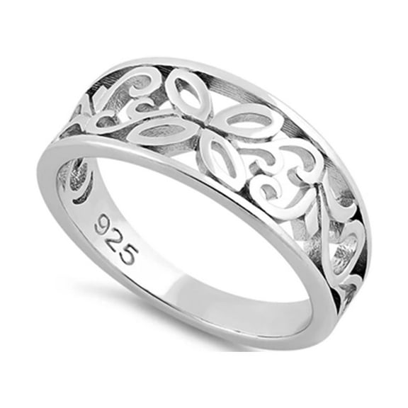 925 Sterling Silver Oxidized Platinum Plated Filigree Butterfly Women Valentines Day Gifts Ring