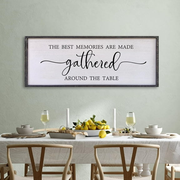Cskhip The Best Memories Are Made Gathered Around The Table Rustic Wood Signs Pantry Street Signs Vintage Wood Plaque Farmhouse Wall Art Wall Decor for Home Man Cave Door Porch Garden Party 6" x 16"