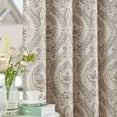 thumbnail image 3 of Curtainking Damask Printed Curtains for Bedroom Living Room Linen Textured Thermal Insulated Curtains Grommet 2 Panels 54 inch Length Grey on Greyish Beige, 3 of 11