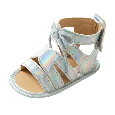 

Relanfenk Baby Girl Shoes Girls Lacing Sandals Soft Non-Slip Rubber Sole Flat Walking Shoes