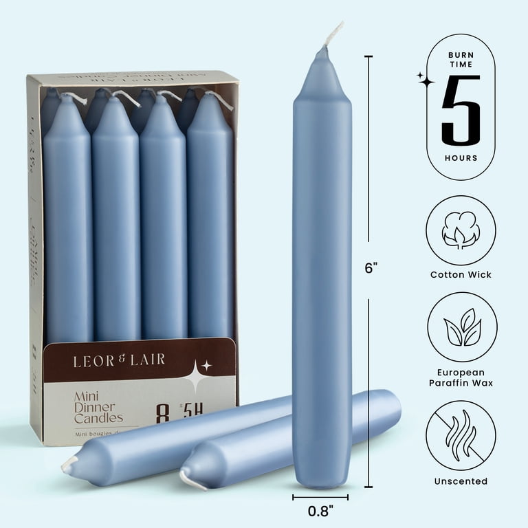 Leor & Lair Blue Taper Candles, 6", Pack of 8 photo 2