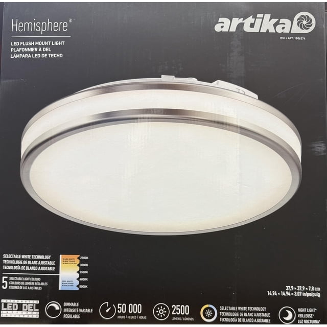 Lámpara de techo Artika Hemisphere LED con montaje empotrado, 38 x 38 x 8 cm