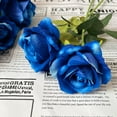thumbnail image 6 of 12 Pcs Artificial Rose Flowers Blossom Real Touch Silk Faux Roses with Stem Rose Bouquets for Home Decoration Wedding Party Garden Floral Decor Valentine's Day Gift, Blue, 6 of 7