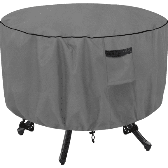 Gray Round Patio Table Cover, Waterproof Outdoor Furniture Protector