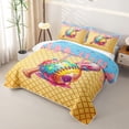 thumbnail image 3 of Erosebridal Light Blue & Pink Dripping Waffle Colorful Candy Baseball & Bat Graphic Bed Spread Queen,Playful Graphic Queen Coverlet Set for Girls, 3 of 7