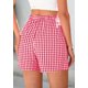 thumbnail image 2 of Shorts PRETTYGARDEN 2025 Rojo a Cuadros Pequeño Algodón para Estar en Casa, 2 of 9