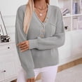 thumbnail image 6 of YUGYXL Cable Knit Sweater Women Button Down V Neck Loose Fit Casual Fall Tops Pullover Fall Fashion Long Sleeve Sweaters Gray XL, 6 of 9