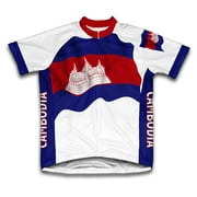 Cambodia Flag Short Sleeve Cycling Jersey  for Men - Size XL