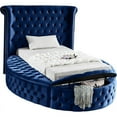 thumbnail image 2 of Meridian Furniture Luxus Navy Velvet Twin Bed, 2 of 5