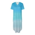 thumbnail image 5 of Pisexur Robes pour Femmes 2024 Mode Bohème Floral Robes de Retour à la Maison Col en V Fente Robe Maxi Manches Courtes Robe de Cocktail pour Femmes Décontractée Ample Fluide Robe avec Poches, 5 of 5