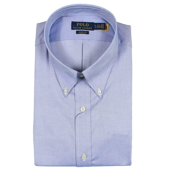 POLO RALPH LAUREN Men's Classic-Fit Stretch Button Down Collar Long Sleeve Shirt (Blue, XL)