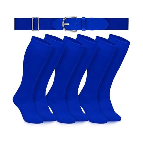 Eryueer3 Pairs Baseball Socks and Belt Combo Youth Boys Softball Football Socks and Elastic Baseball Belts for Boys Girls