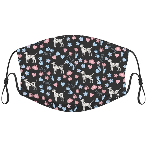 Cute Dalmatian Dog Graphic Printed Cloth Face Masks Reusable Washable Adjustable for Child (10 PCS)