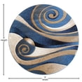 thumbnail image 5 of Emma + Oliver 8'x8' Round Modern Abstract Ultra Soft Olefin Area Rug with Blue and Beige Swirl Design and Durable Jute Backing, 5 of 7