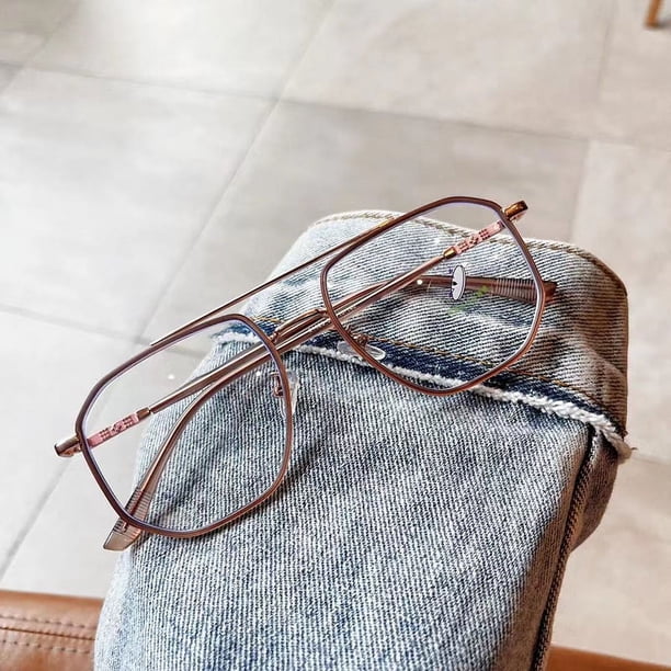 Gafas de montura grande antiazules, gafas para miopía con puente de doble nariz distintivo de estilo coreano, montura de gafas Retro lisas
