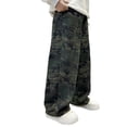 thumbnail image 2 of ZHOGXU Kids Boys Girls Cargo Denim Pants Elastic Waist Wide Leg Print Lightweight Loose Fit Trousers With Pockets For Casual Daily Wear,,4-5 Years, 2 of 8