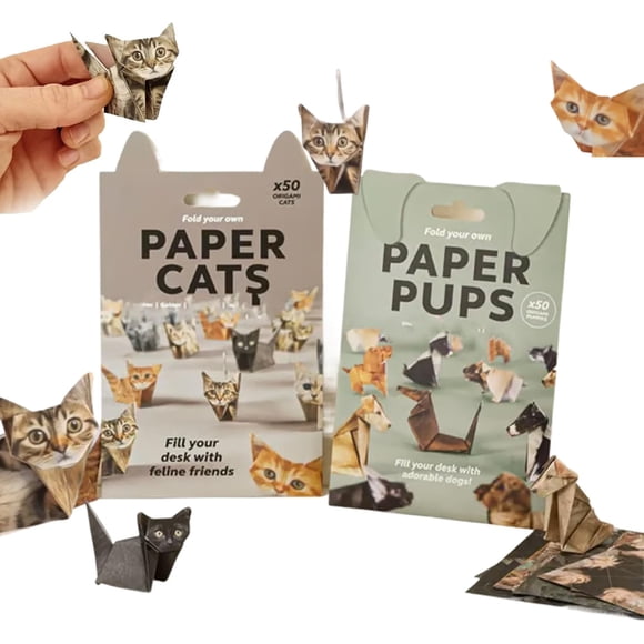 50 Sheets DIY Paper Cats Kit | Cute Kitten Origami Papercraft Kit | Fun Craft Activity for Adults & Kids | Funny Dog Meme Paper Crafts for Desk Decor & Relaxing Hobby