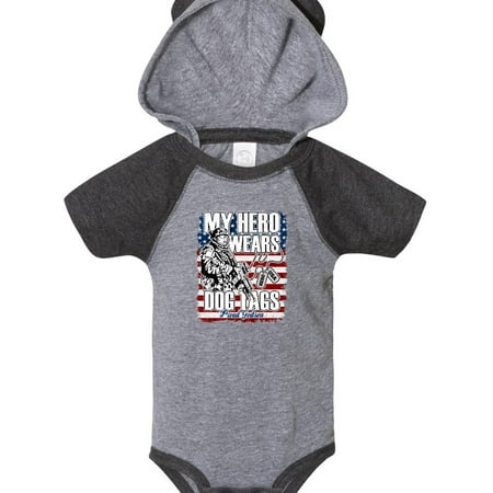 

Inktastic Proud Godson My Hero Wears Dog Tags USA Flag Gift Baby Boy Bodysuit