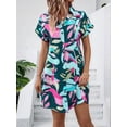 thumbnail image 6 of Womens Summer Shirt Dress Short Sleeve Floral Shift Dress Casual Loose Flowy Beach Sundress Green XXL, 6 of 9