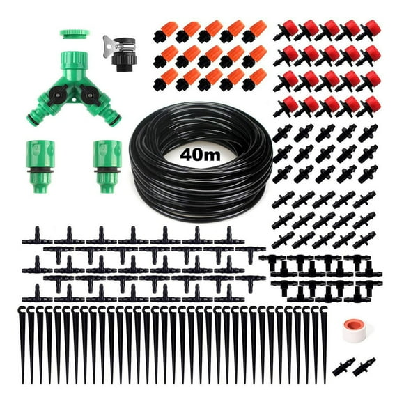 158 Pieces Garden Irrigation System 131ft Tube Adjustable Watering Sprayer Dripper Kit DIY Water Saving Automatic Irrigation Equipment Set for Garden Greenhouse Flower Bed Terrace Landscape