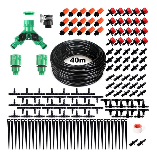 Kit de Riego Automático de 40m con 158 Piezas, Ideal para Jardines y Huertos, Incluye Manguera, Conectores y Cabezales Ajustables para Riego por Goteo y Nebulización, Ahorra Agua y Facilita el