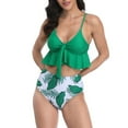 thumbnail image 4 of Womens Two Piece Swimsuits Smocked Ruffled High Waisted Bikini Set Bathing Suit Floral Print, 4 of 6