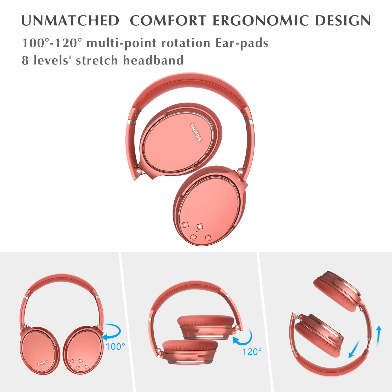 Srhythm NiceComfort 35 Active Noise Cancelling Headphones, Wireless Bluetooth 5.3, 50 Hours Playtime, Fast Charging, over-Ear Design