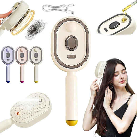 2026 Upgrade Electric Steam Brush, Detangling Steam Brush for Long/Short Hair, 2-in-1 Misting Hairbrush with Water Spray, Rechargeable Steam Hair Straightener, Nourishes Hairs,Anti Frizz Tool