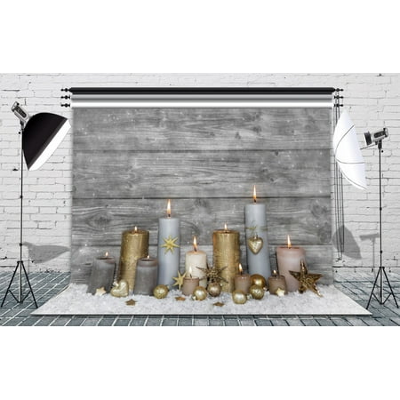 Image of MOHome 7x5ft Christmas Backdrop Wood Board Theme Candles Photography Backdrops Studio Background Studio Props