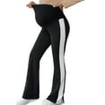 thumbnail image 3 of FNFYFH Maternity Flare Leggings Over the Belly Buttery Soft Pregnancy Wide Leg Yoga Pants Side Striped Activewear Workout Leggings, 3 of 6