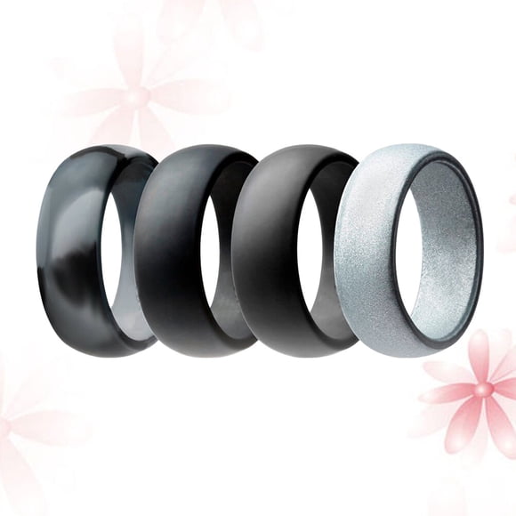 RENACLIPY 4Pcs Male Wedding Bands Silicone Circular Shape for Diving and Gym Use