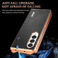 thumbnail image 5 of AZNS For Samsung Galaxy Z Fold4 5G Case Electroplating Carbon Fiber Texture PU TPU Phone Cover - Bla, 5 of 5