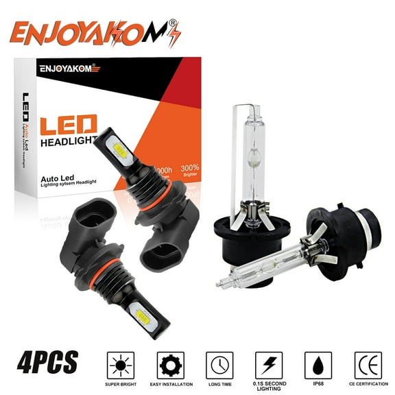 Comobo High Low Beam Kit For LEXUS RX300 2001 2002 2003 -4x 9005 D2S LED & HID Headllight Bulbs Super Bright 6000K White