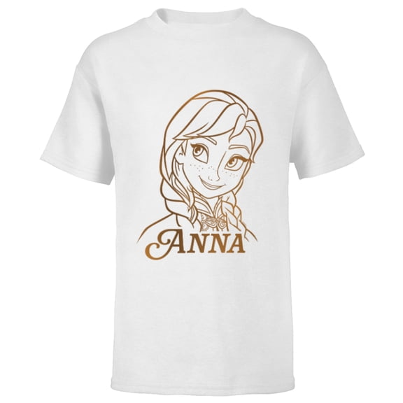Disney Princess Celebration Minimalist Lines Frozen Anna - Short Sleeve T-Shirt for Kids - Customized-White