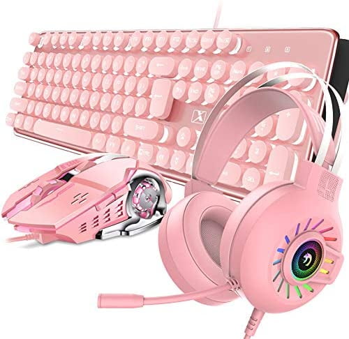 pink led keyboard and mouse