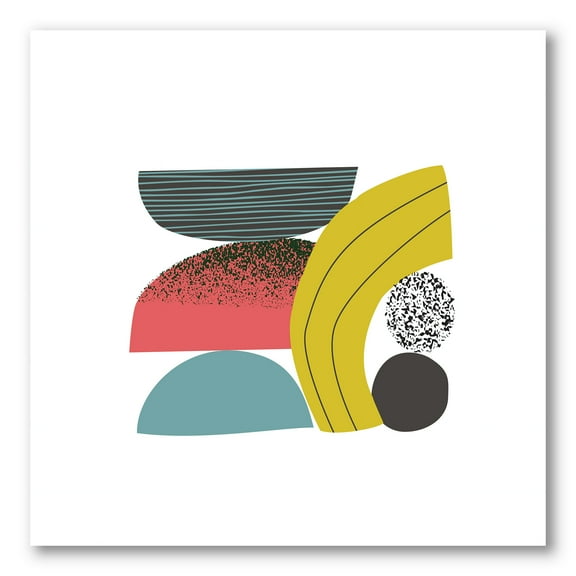 Abstract Colorful Geometric Art Collage II 16 in x 16 in Painting Canvas Art Print, by Designart