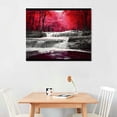 thumbnail image 2 of JRXY Home Wall Art Décor of Wide Waterfall and Red Leaves,Maple Leaves Canvas Prints Pictures Painting Artwork,Beautiful Black White and Red Landscape Paintings 16x12in, 2 of 4