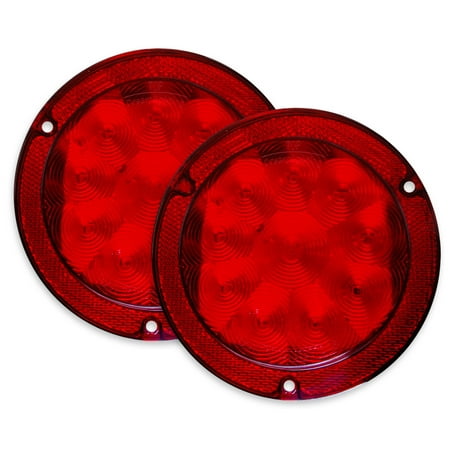 Dream Lighting LED 12volt Round Rear Tail Brake Stop Signal Light for RV Trailer Truck Automotive-Red Light, IP65, Pack of 2, DOT (Best Way To Blackout Tail Lights)