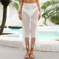 thumbnail image 3 of SWSMCLT Women's Beach Swimsuit Skirt Mid Rise Drawstring Cover Up Crochet Bathing Suit Sexy Cutout White Medium, 3 of 4