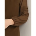 thumbnail image 5 of DARING DIVA Chiffon Semi Sheer Long Sleeves Keyhole Neck Blouse XS Dark Brown, 5 of 6