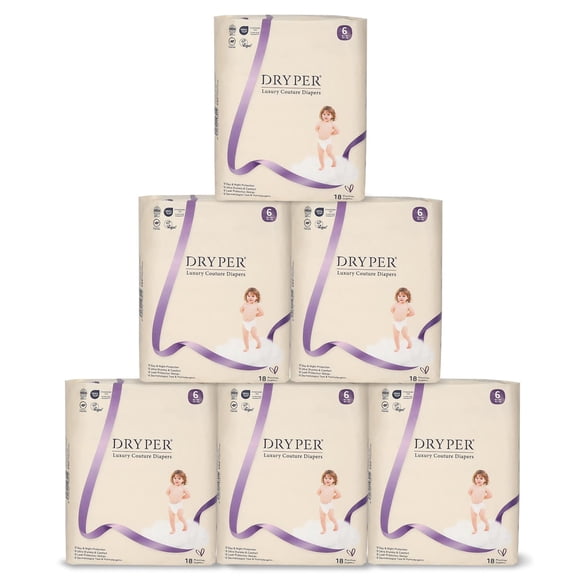 Pañales para Bebé DRYPER Talla 6 Paquete de 108 con Protección Antifugas