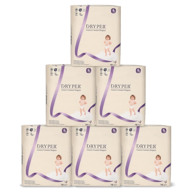 Pañales para Bebé DRYPER Talla 6 Paquete de 108 con Protección Antifugas