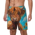thumbnail image 1 of Balery Cute Cow Sunflowers Art Bañador para hombre, shorts de playa de secado rápido con entrepierna y forro de compresión-Medium, 1 of 6