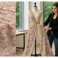 thumbnail image 5 of Soimoi Pink Cotton Voile Fabric Leaves & Ranunculus Floral Printed Craft Fabric by the Yard 42 Inch Wide, 5 of 7