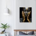 thumbnail image 3 of Nawypu  Black Gold African American Woman Canvas Wall Art,Set Golden Print Picture Mural Artwork, Modern Framed Poster Girl Bedroom Living Room Home Decoration Ready to Hang, 3 of 4