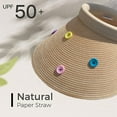 thumbnail image 3 of Sombrero de paja vacío con botón de color para circunferencia de la cabeza, sombrero de paja con ala grande para mujer, protector solar para el sol, sin tapa, para playa, 56-58cm, 3 of 5
