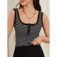 thumbnail image 3 of Biezeib Women Tank Top, Sleeveless Square Neck Button Closure Slim Fit Striped Tops Summer Streetwear, 3 of 6
