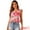 Pink White, variant on DARING DIVA Women's Tropical Printed Square Neck Ruffle Tank Top S Pink White