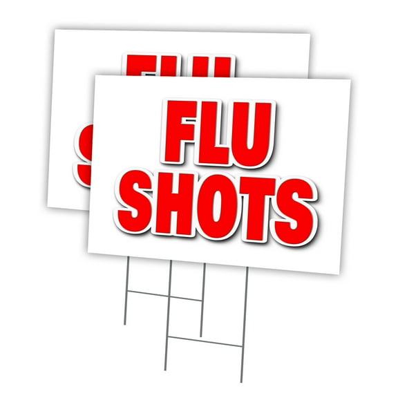FLU SHOTS 2 Pack Of 18" x 24" Yard Sign & Stake | Advertise Your Business | Stake Included Image On Front Only | Made in The USA