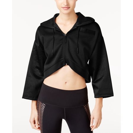 Puma Womens Quilted Cropped Zip Hoodie Color Black